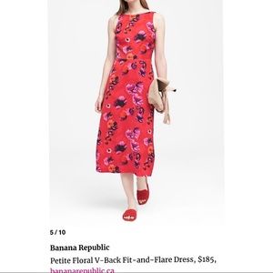 Banana republic red floral pattern dress - new